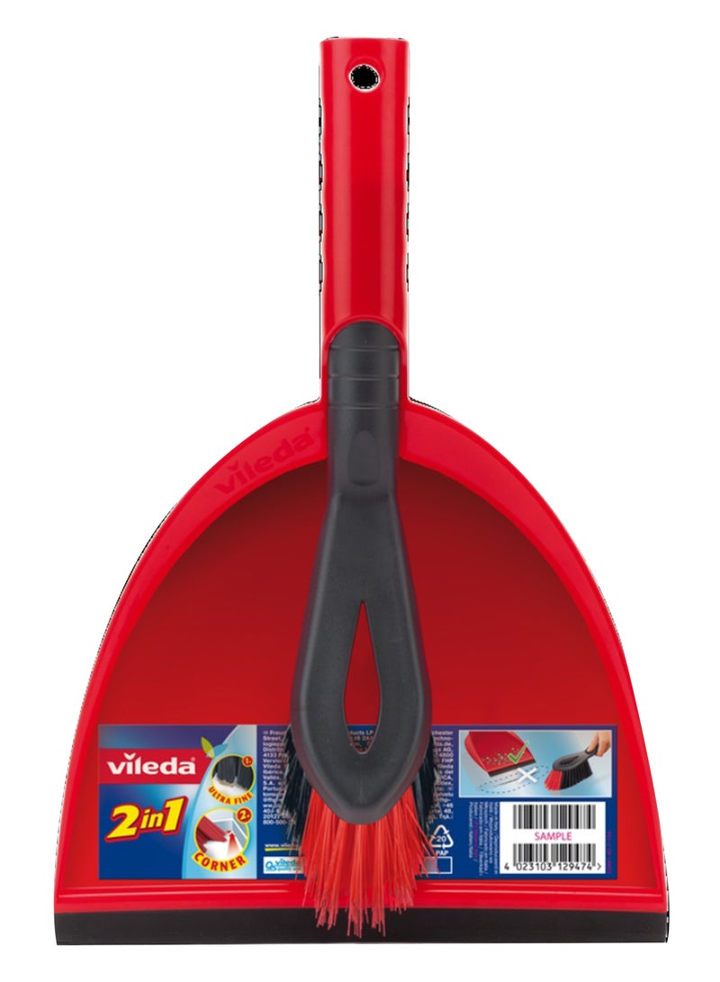 فيليدا مجرفة قياسية بمقبض قصير 2 × 1 - مجرفة وفرشاة، ألياف سوداء رفيعة للغاية، ألياف حمراء، مريحة، متعددة الاستخدامات، - أحمر وأسود (25 × 5 × 35 سم) أحمر/أسود/رمادي رمادي / أحمر / أسود - Image 2