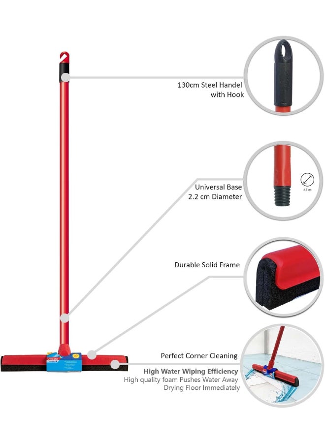 Vileda - Vileda Classic Floor Wiper With Stick Red 42W x 130Hcm - Image 1