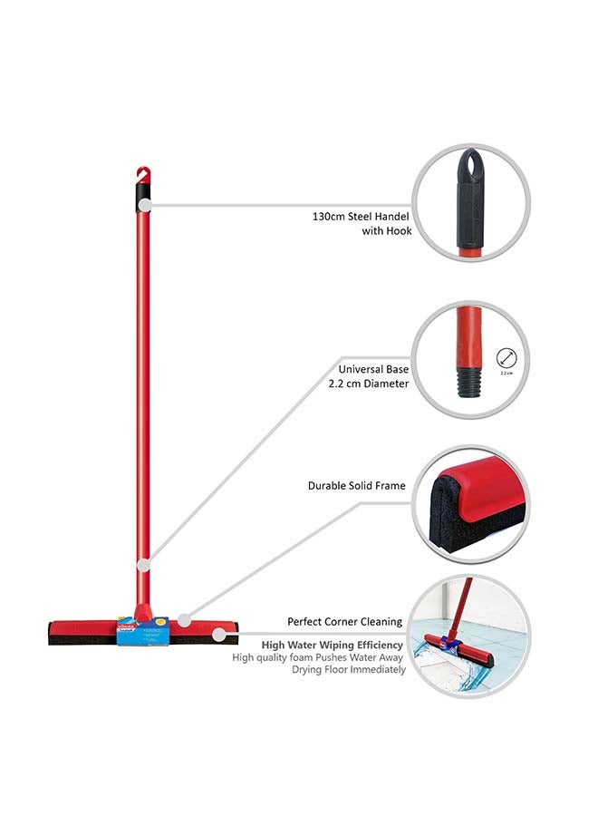 Vileda Floor Wiper Classic 42 CM with a Stick, High water wiping efficiency, Foam, 42 X 5 X 136 Cm - Red Red 42W x 130Hcm - Image 3