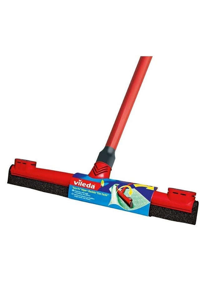 Vileda Floor Wiper Easy Fix 42 CM with a Stick, Cloth Fix Slot, High water Wiping Efficiency, Foam, 42 x 4 x 136 CM - Red Red 42cm - Image 3