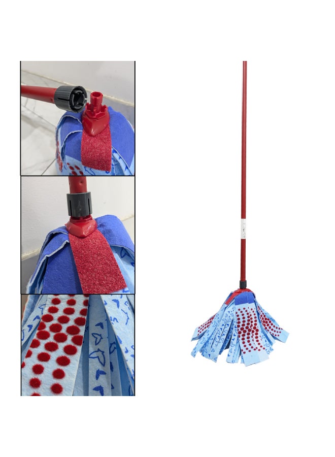 Vileda SuperMosio 3 Action Stick Floor Mop Multi Use, Red Stain Eraser Blue Microfiber 3D Red/Blue 14 × 7 × 157cm  - Image 2