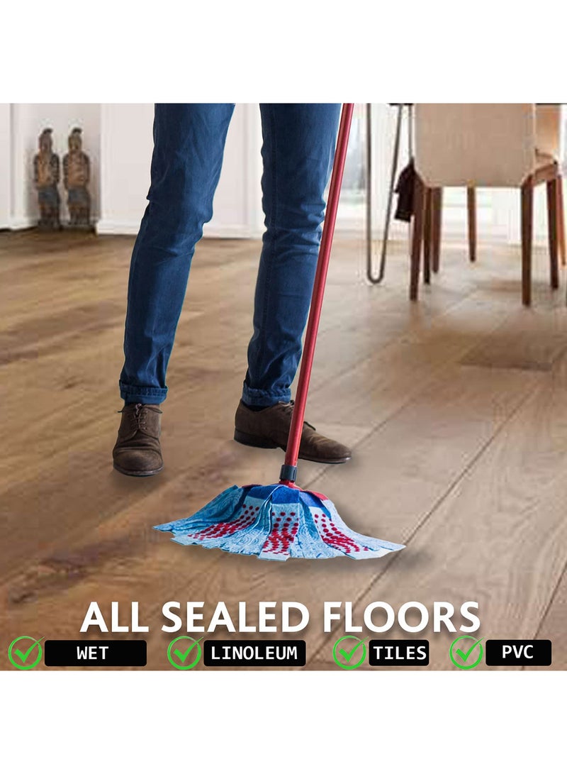 Vileda - SuperMosio 3 Action Stick Floor Mop Multi Use, Red Stain Eraser Blue Microfiber 3D Red/Blue 14 × 7 × 157cm - Image 1