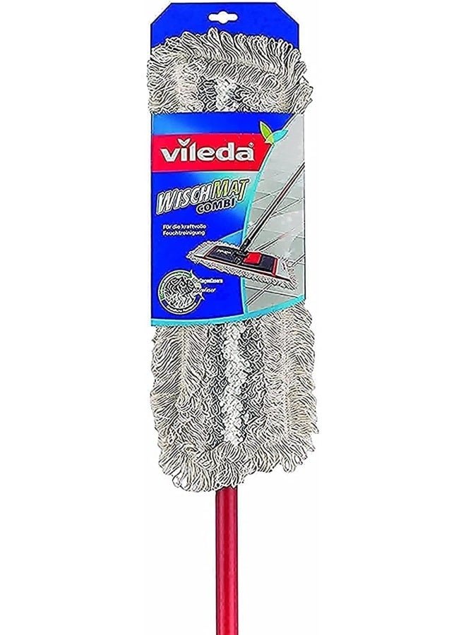 Vileda - ActiveMax Lavatutto Micro & Cotton Flat Mop, Trapezoid-shaped, Telescopic handle, High absorbency Red - Image 1