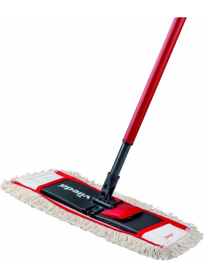 Vileda - ActiveMax Lavatutto Micro & Cotton Flat Mop, Trapezoid-shaped, Telescopic handle, High absorbency Red - Image 1