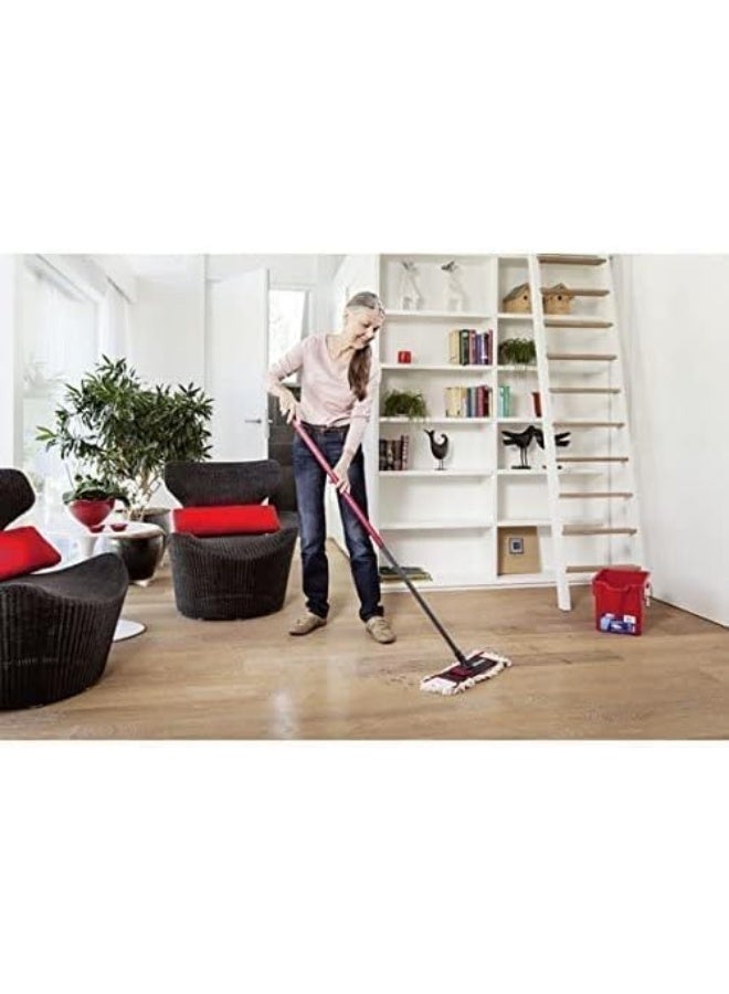 Vileda - ActiveMax Lavatutto Micro & Cotton Flat Mop, Trapezoid-shaped, Telescopic handle, High absorbency Red - Image 1