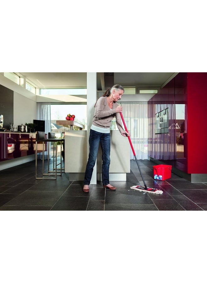 Vileda - ActiveMax Lavatutto Micro & Cotton Flat Mop, Trapezoid-shaped, Telescopic handle, High absorbency Red - Image 1