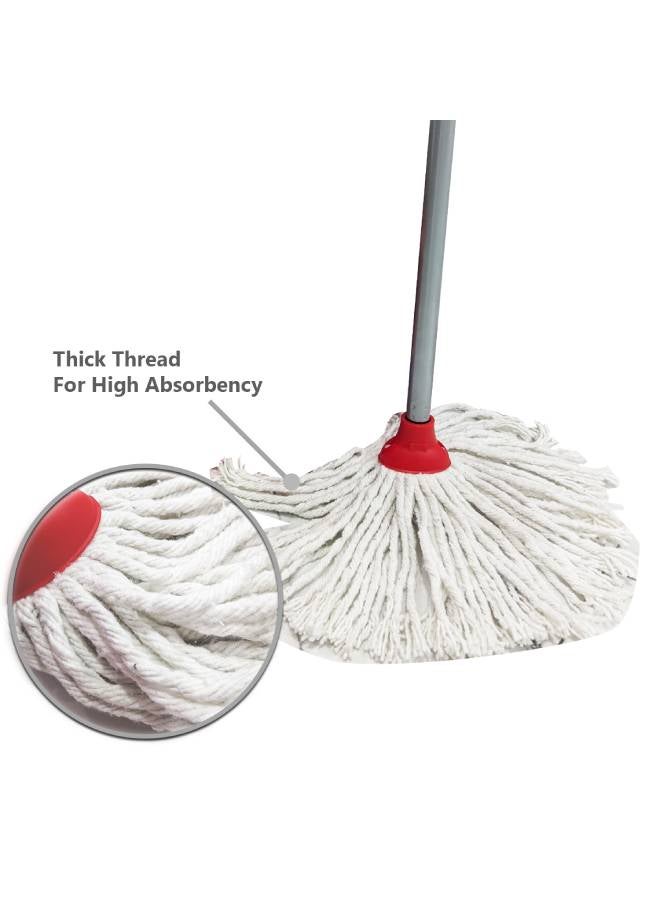 Vileda Classic Cotton Floor Mop With Stick, Super Absorbent, Universal Thread Handle, Cost-Effective, 10 x 6 x 153 Cm Red/White - pnsku/N12824965A/45/_/1727942571/bd26fa40-704d-465f-aded-33830b5db823