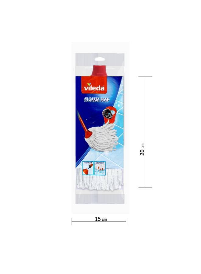 Vileda Classic Cotton Floor Mop Refill,  Super Absorbent, Cost-Effective, White, 10 X 6 X 35 CM Multicolour  - Image 4