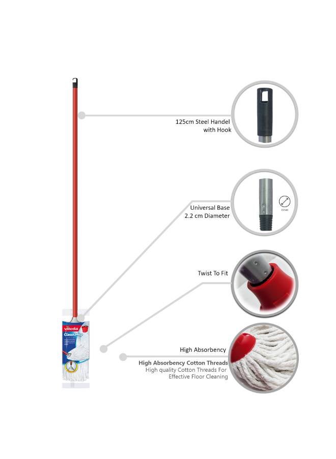Vileda Classic Cotton Floor Mop Refill,  Super Absorbent, Cost-Effective, White, 10 X 6 X 35 CM Multicolour  - Image 5