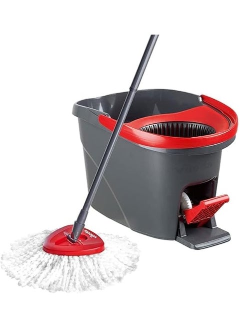 Easy Wring & Clean spin mop & bucket set with foot pedal, 3-Piece Handle 130 cm Floor mop with spinning wringer, Turbo Refill 100% Microfibre mop head Assorted