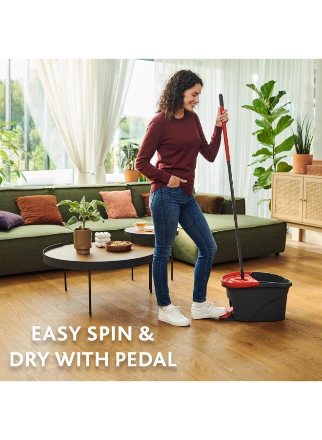 Vileda Easy Wring & Clean spin mop & bucket set with foot pedal, 2-Piece Handle 130 cm Floor mop with spinning wringer, Turbo Refill 100% Microfibre mop head Assorted ‎30.2 x 50 x 29.4 cm - Image 2