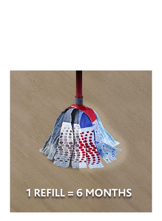 3action Supermocio Floor Mop Refill، متعددة الاستخدامات، ممحاة البقع الحمراء، ألياف دقيقة زرقاء، بقع حمراء ثلاثية الأبعاد. أزرق XL أزرق XL - view 3