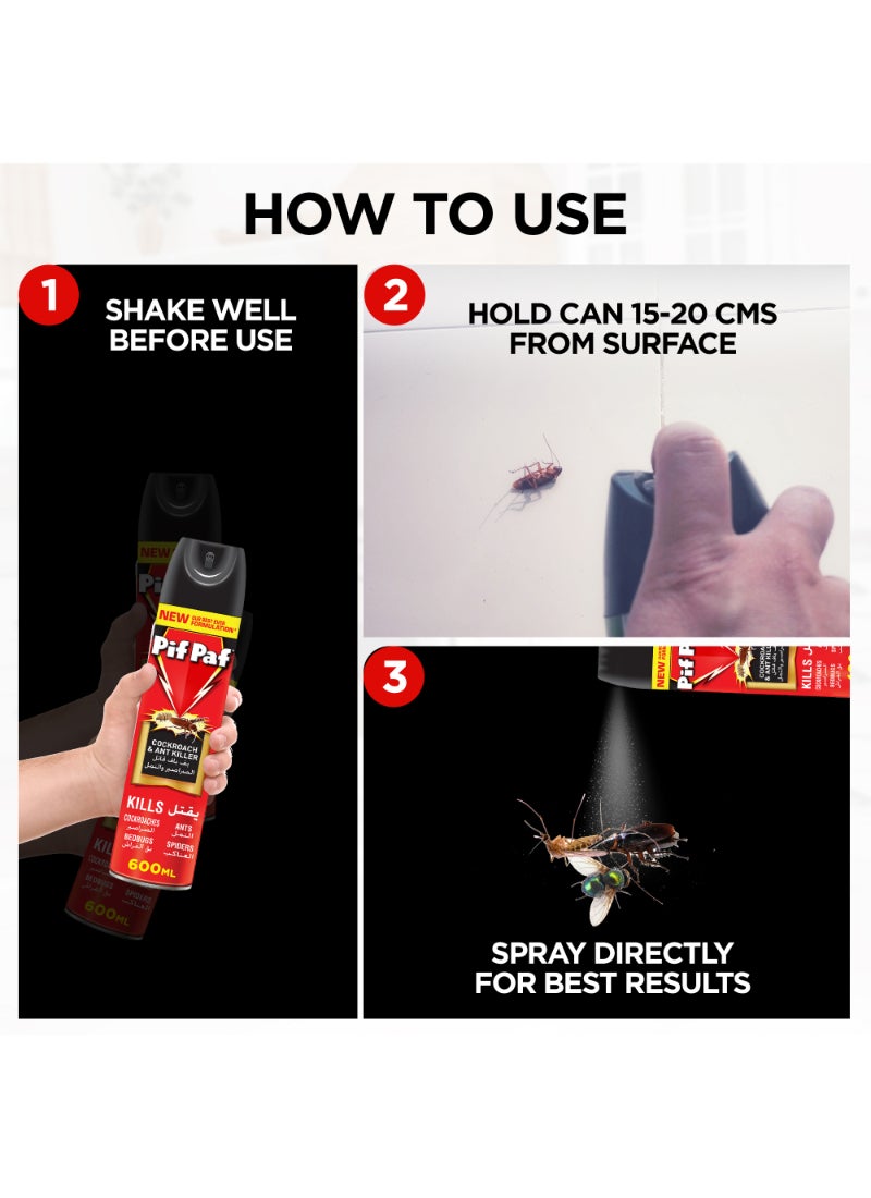 Pif Paf Cockroach And Ant Killer Kill And Protect Killer Spray 600ml  - Image 5