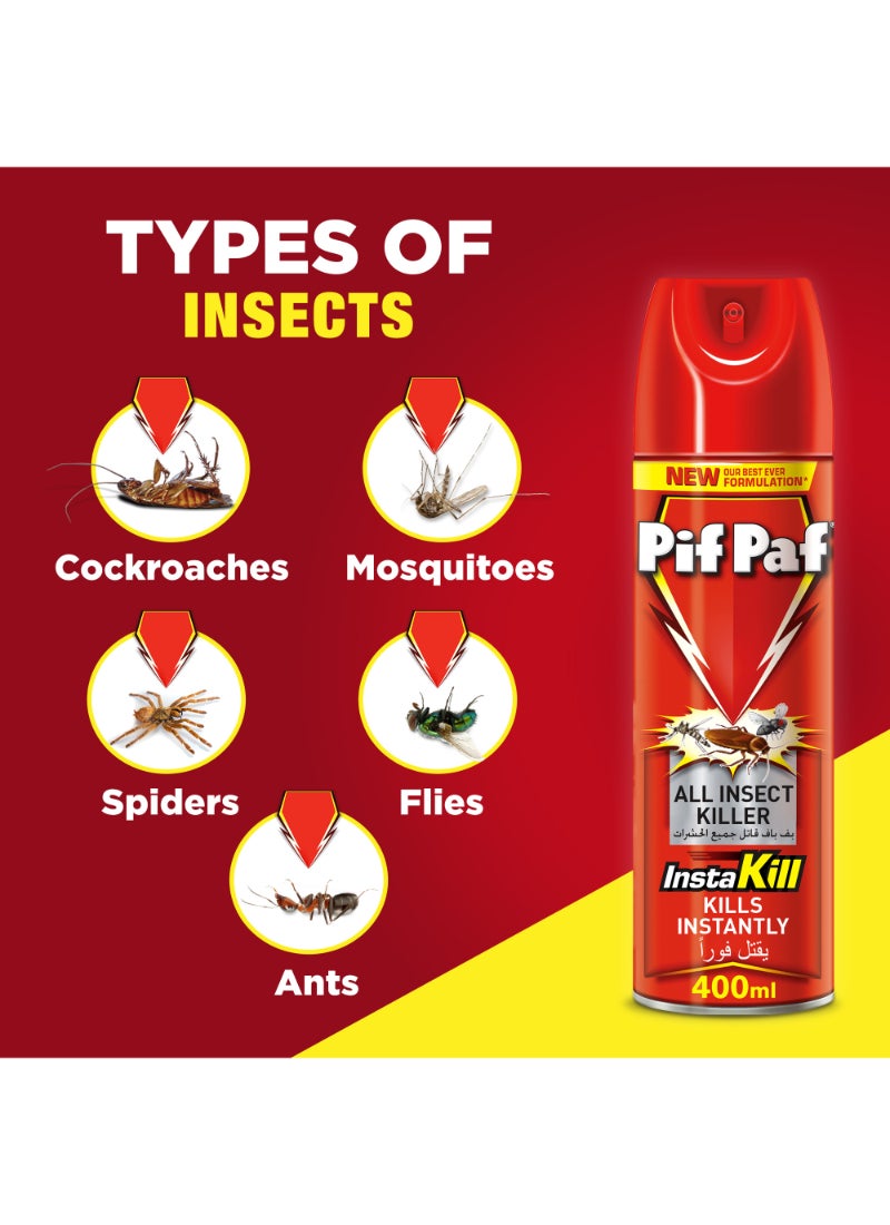 Pif Paf All Kills Cockroaches, Ants, Flies And Mosquitoes Killer Spray 400ml  - Image 2