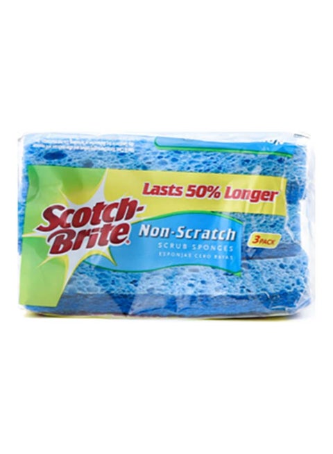 Non-Scratch Multi-Purpose Scrub Sponge Pack of 3 Blue