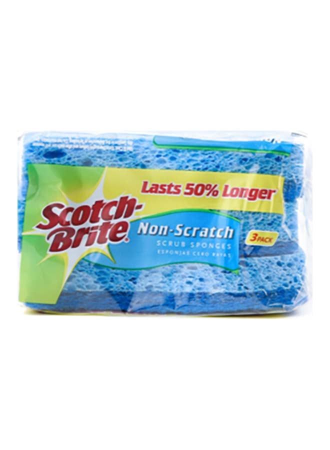 Scotch Brite - Non-Scratch Multi-Purpose Scrub Sponge Pack of 3 Blue - Image 1