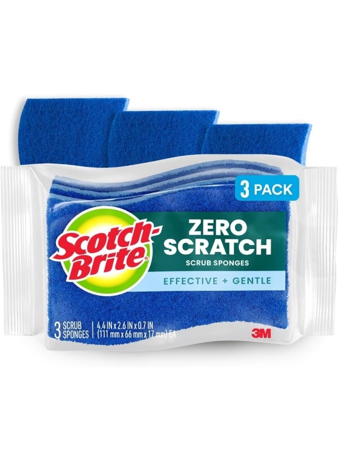 Scotch Brite Scotch-Brite Non Scratch Cellulosic Scrub Sponge, 3 units/pack | Kitchen sponge | Dish sponge | Scrub | Delicate Purpose Cleaning | Food Safe | Rinses Clean Blue - Image 1
