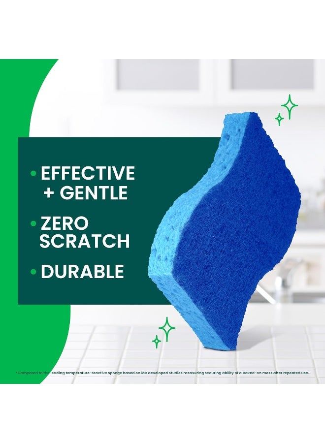 Scotch Brite Scotch-Brite Non Scratch Cellulosic Scrub Sponge, 3 units/pack | Kitchen sponge | Dish sponge | Scrub | Delicate Purpose Cleaning | Food Safe | Rinses Clean Blue - Image 3