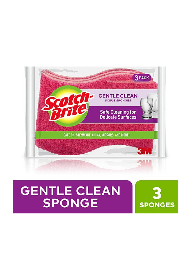 Scotch Brite Gentle Clean Delicate Scrub Sponges 3 Pieces Pink - Image 3