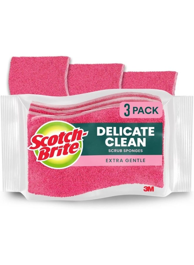 Scotch Brite Scotch-Brite Delicate Care Non Scratch Cellulosic Scrub Sponge, 3 units/pack Pink - Image 1