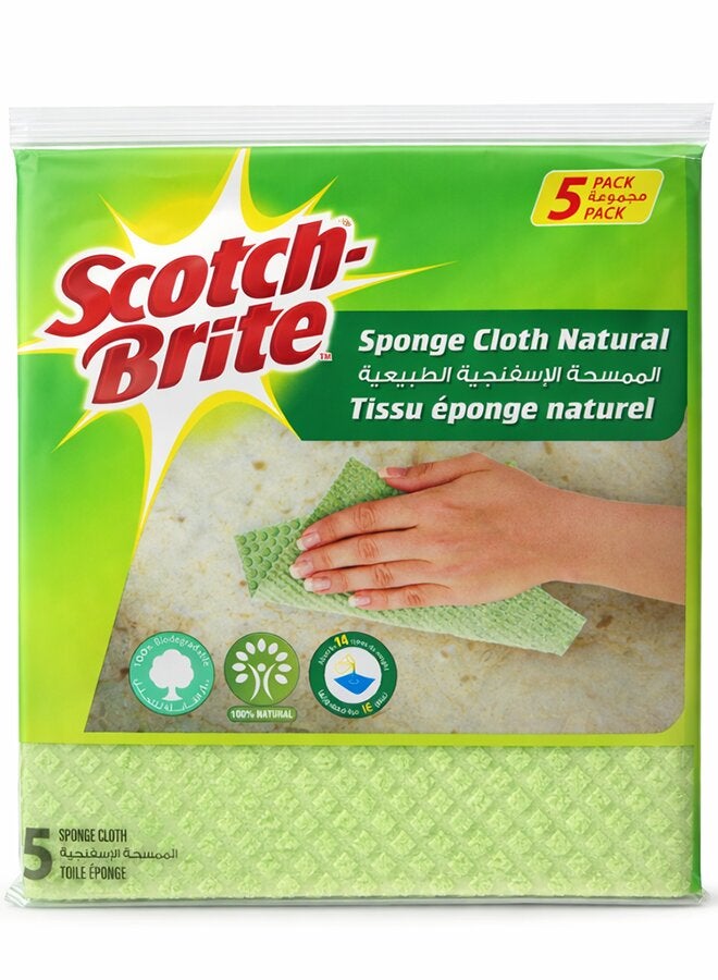 سكوتش برايت طقم مماسح إسفنجية طبيعية سكوتش برايت مكون من 5 قطع أخضر - Image 1