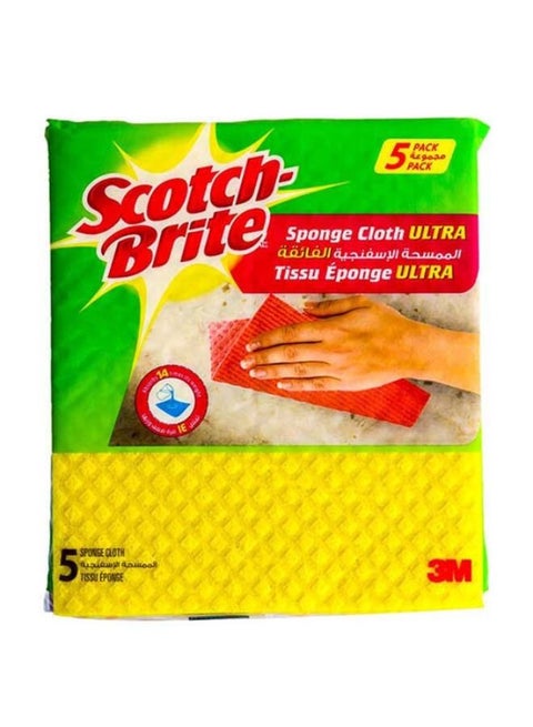Multi-Purpose  Sponge Cloth Ultra For Cleaning 5 Pieces Multicolor