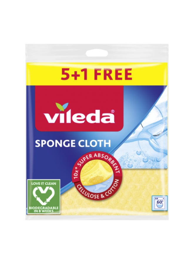 Vileda Sponge Cloth Made Of 100% Natural Materials Super Absorbent And Durable, 20×18cm Multicolor  5+1 PCs Multicolor 20×18cmcm - Image 1