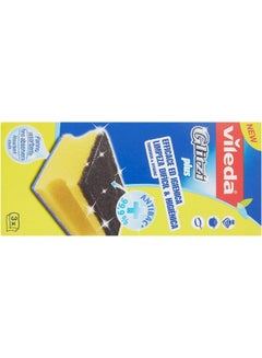 Vileda 3 Pieces Glitzi Crystal Scourer Sponge  Antibacterial Long Lasting Hygienic Blue, Black 21 cm  - Image 3