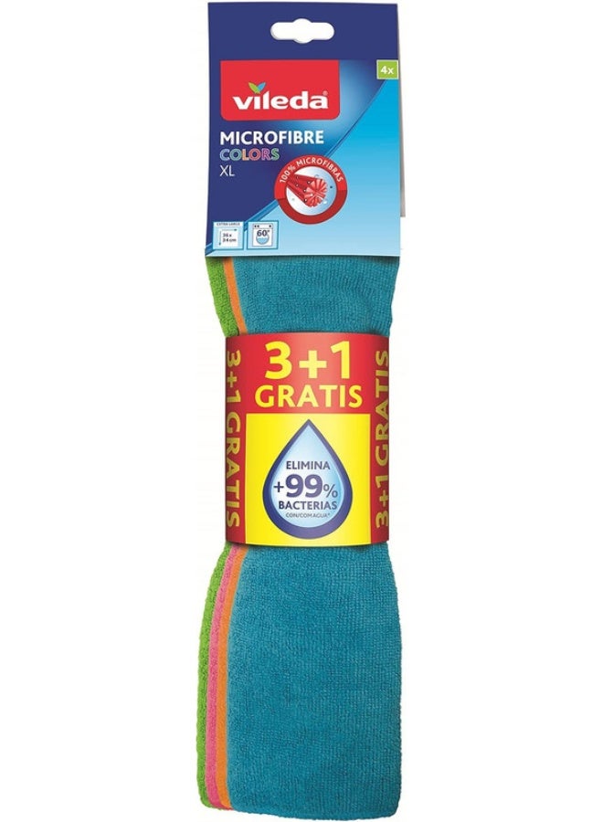 فيليدا ألوان من الألياف الدقيقة مقاس XL - قماش من الألياف الدقيقة بنسبة 100%، ماص، صحي، متعدد الاستخدامات، متين وقابل للغسل - 4 قطع - Image 1