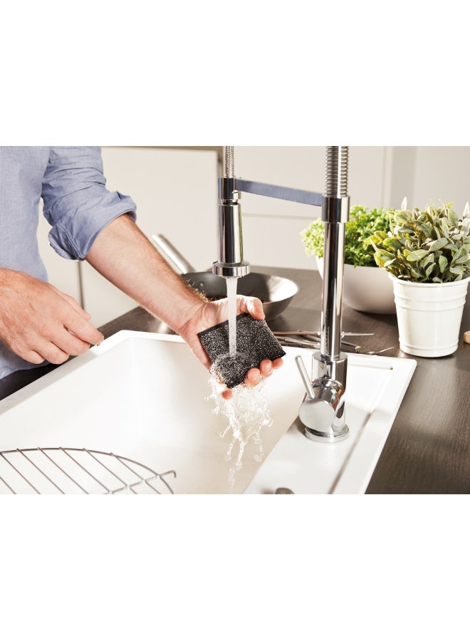 فيليدا قطعتان من وسادة التنظيف المعدنية جليتزي باور إينوكس، قماش شديد التحمل، صحي وفعال أسود - Image 4