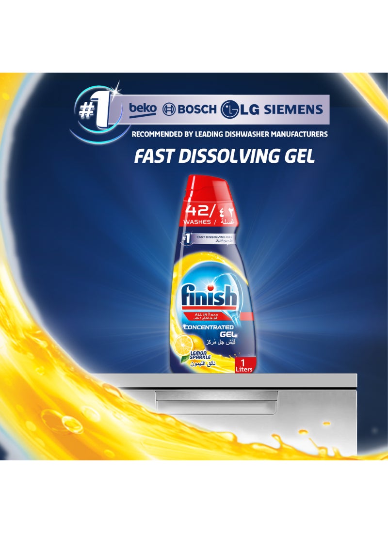 Finish - Lemon Sparkle All In One Dishwasher Power Gel 1Liters - Image 1