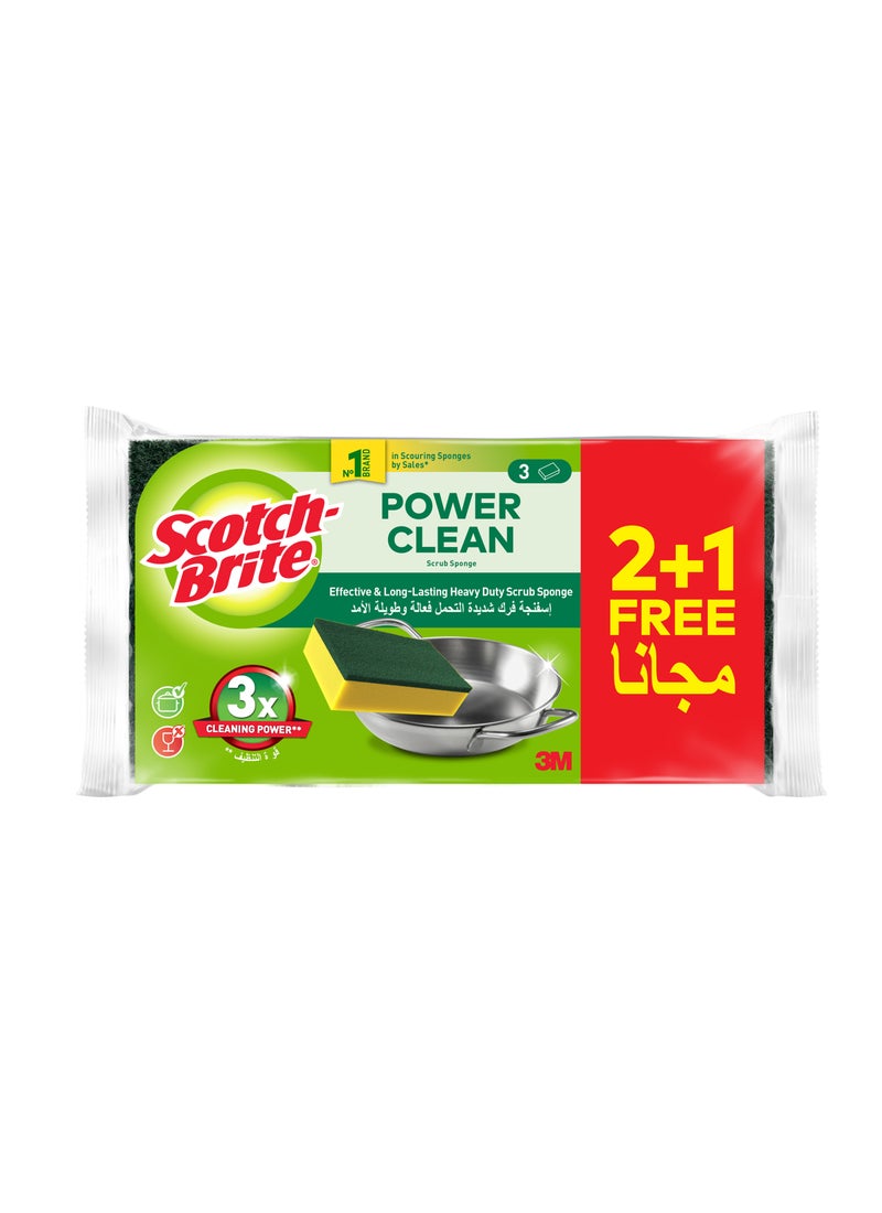 Scotch Brite Classic Scrub Sponge  3 Piece Green - Image 1