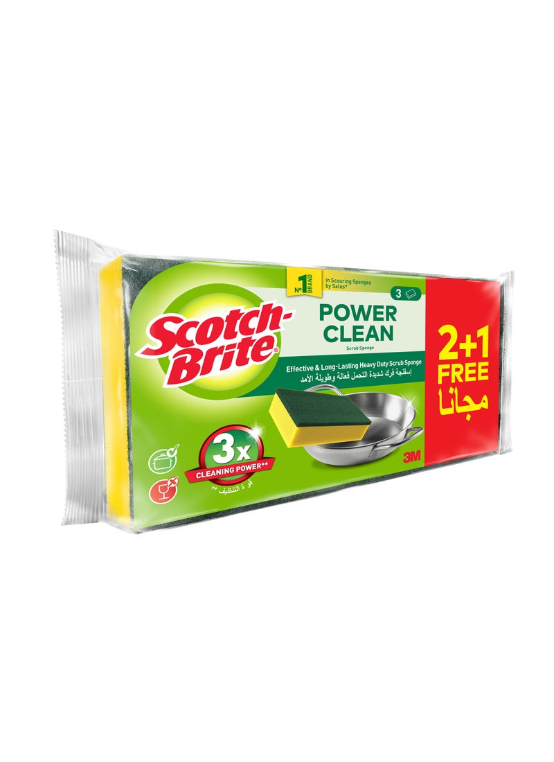 Scotch Brite Classic Scrub Sponge  3 Piece Green - Image 2