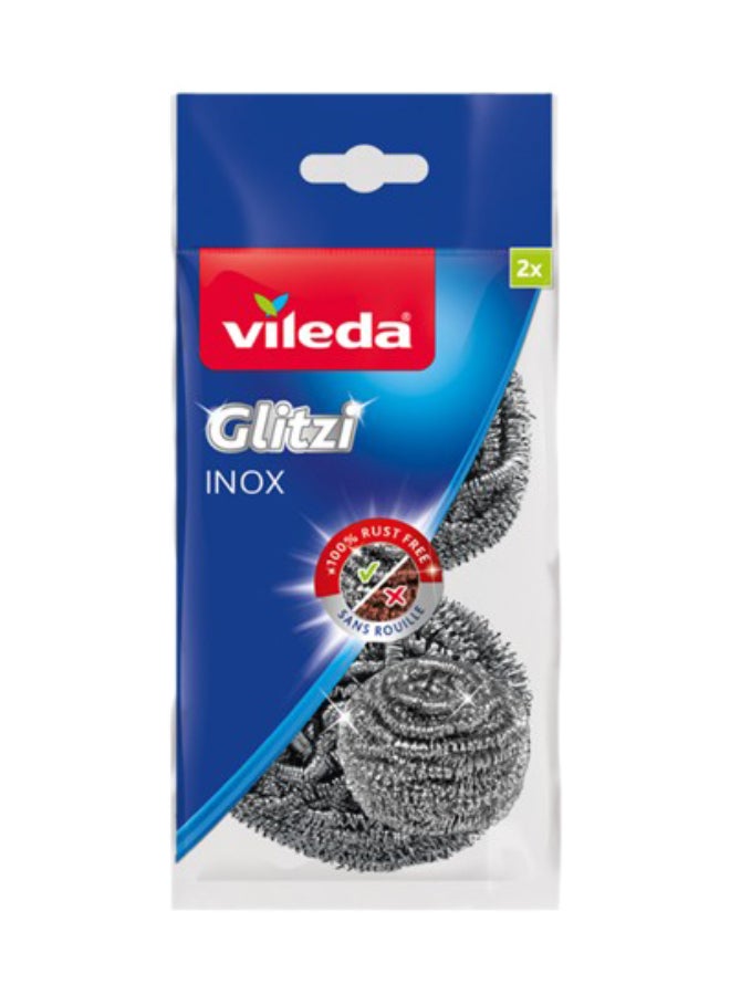 Vileda Heavy Duty Scourer Inox, Pack of 2 Metallic 4 x 11 x 20 cm - Image 1