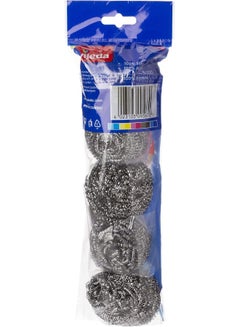 Vileda 5Pieces Glitzi Inox Spiral Scourer Stainless Steel Anti-Burn Cleaning, Long-lasting Ergonomic Design metallic  - Image 2