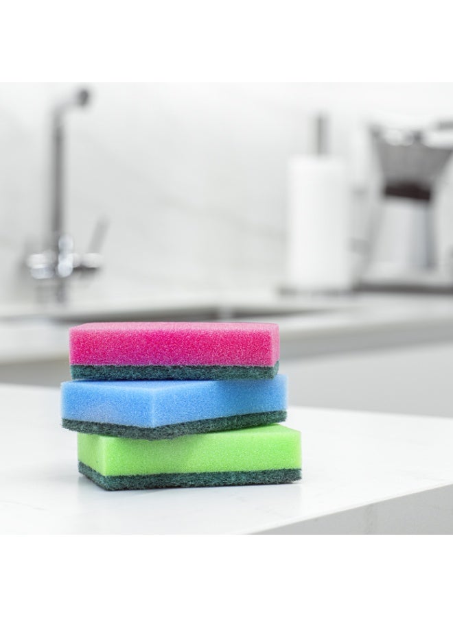 Vileda Rainbow Medium Foam Sponge Scourer, Eco-Friendly, Comfortable Grip, Value Pack 10 Pcs, Multi Colours Multicolour - Image 3