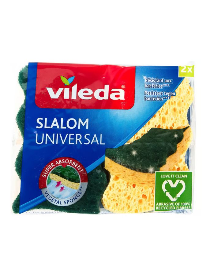Vileda Slalom Universal Viscose Sponge, Environment Friendly, Highly Absorbent, Versatile - 2 Pieces Yellow/Green  - Image 1