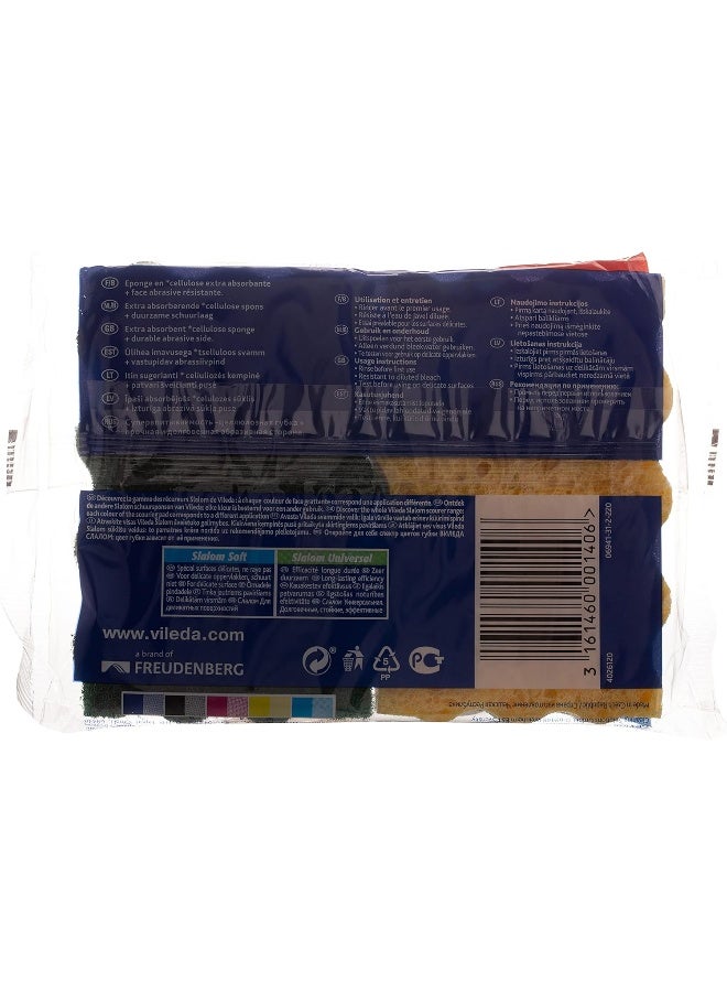 Vileda Slalom Universal Viscose Sponge, Environment Friendly, Highly Absorbent, Versatile - 2 Pieces Yellow/Green  - Image 4
