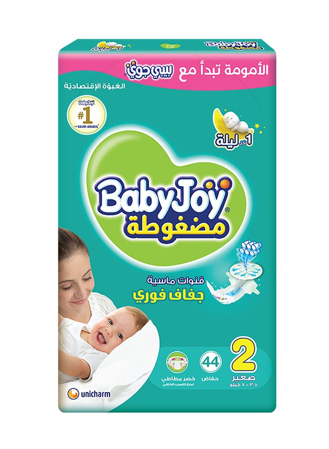 BabyJoy - Compressed Diamond Pad Diaper, Size 2, Small, 3.5-7 Kg, Value Pack, 44 Diapers - Image 1