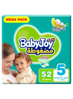 BabyJoy Compressed Diamond Pad Diaper, Size 5, Junior, 14-23 Kg, Mega Pack, 52 Diapers  - Image 1