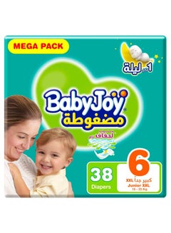 BabyJoy Compressed Diamond Pad Diaper, Size 6, Junior XXL, 16-25 Kg, Mega Pack, 38 Diapers  - Image 1