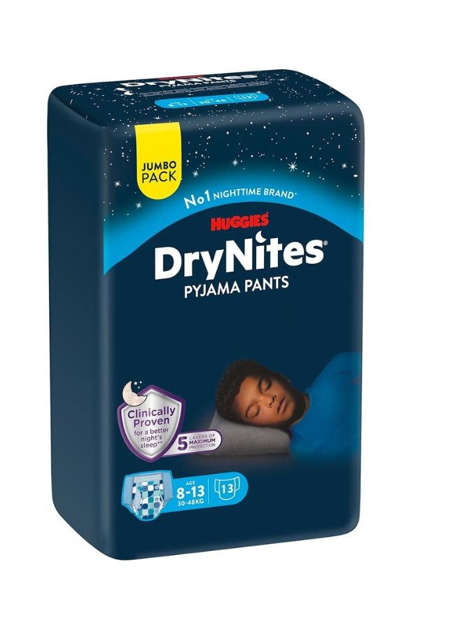 Huggies - DryNites Pyjama Pants, 8-13 years, Bed Wetting Diaper, Boys, 30-48 kg, Value Pack, 13 Pants - Image 1