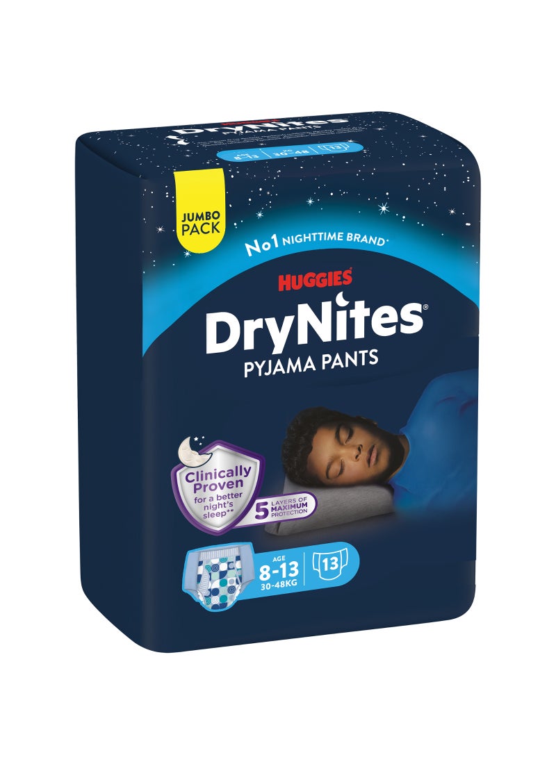 هجيز Dry Nites بنطلون بيجامة للمراهقين، 27 - 57 كجم، 8 - 15 سنة، 13 قطعة - للأولاد، عبوة ضخمة، حماية قصوى من 5 طبقات - Image 2