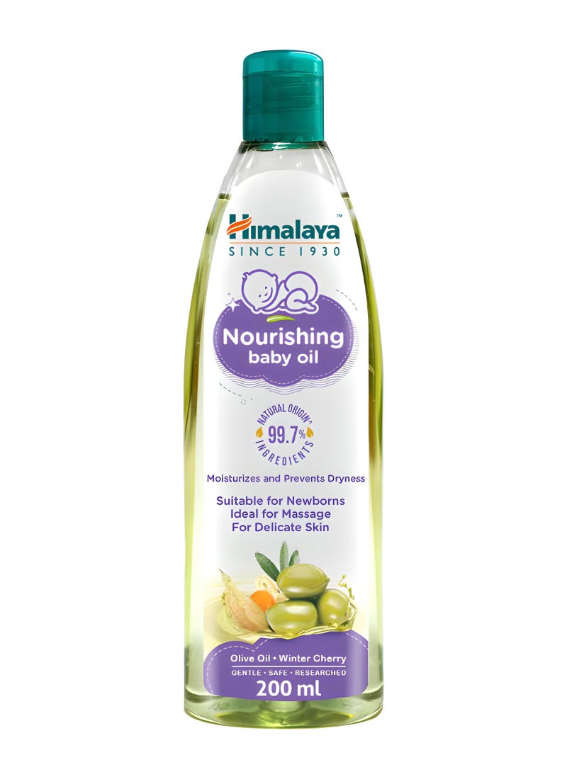 Himalaya Baby Oil With Olive And Winter Cherry, Nourishes Skin and Prevents Dryness - Image 1