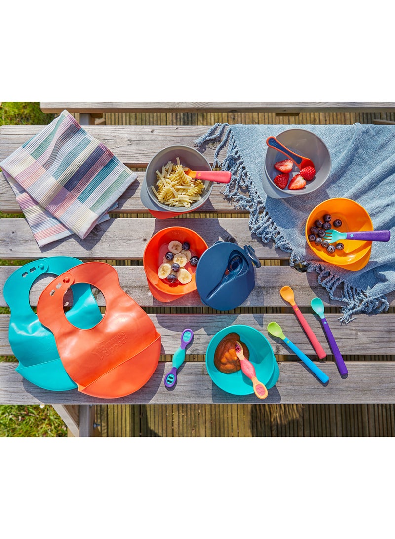 tommee tippee - Explora Easy Scoop Feeding Bowls Lid And Spoon 6 Months+, Grey And Orange - Image 1
