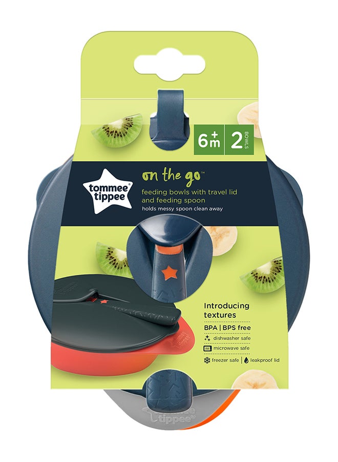 tommee tippee - Explora Easy Scoop Feeding Bowls Lid And Spoon 6 Months+, Grey And Orange - Image 1
