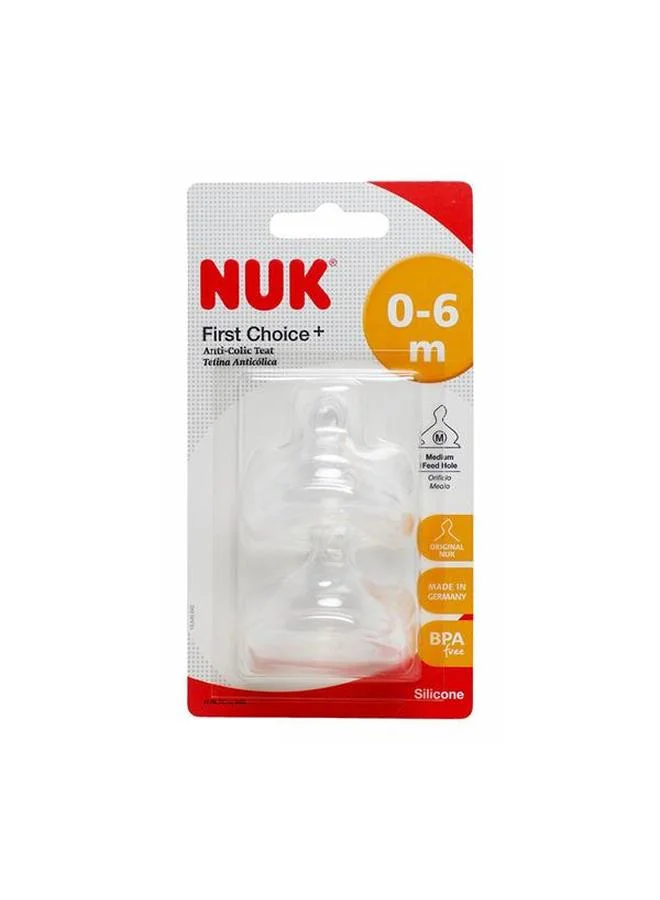 NUK First Choice Silicone Teat Medium Hole Size 0-6M