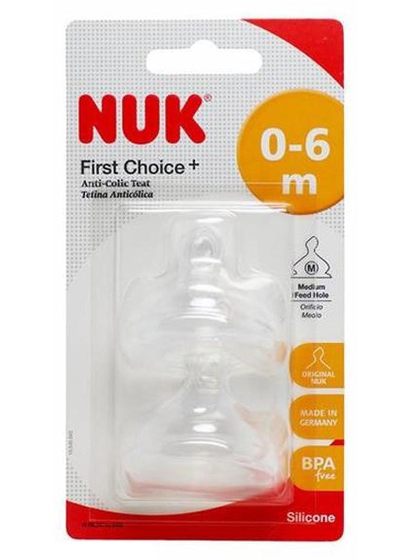 NUK First Choice Silicone Teat Medium Hole Size 0-6M - Image 1