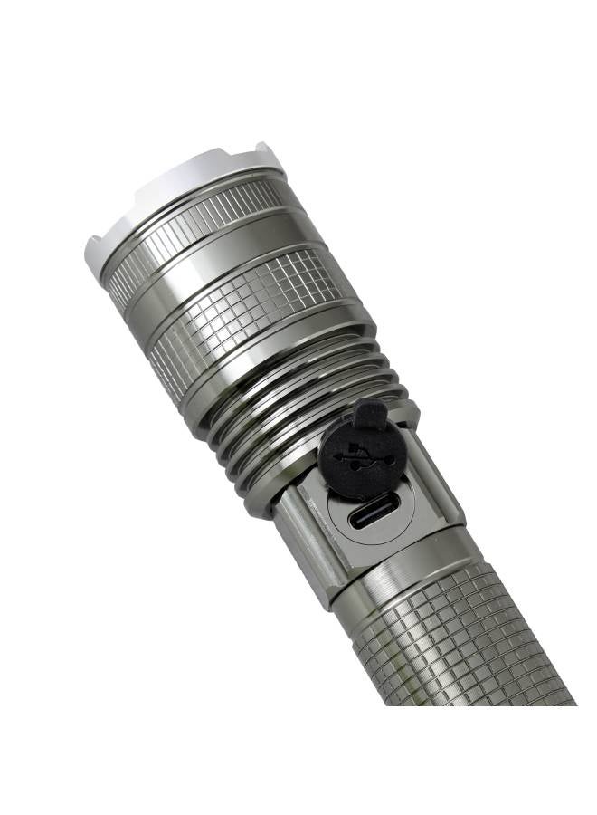 GEEPAS - Zoomable 15W LED Flashlight|Aluminum Alloy Body, High Power LED 4000mAh Li-ion Battery, Type-C Charging with 1500 Lumens Output, Type-C Fast Charging| Skid Proof, Shock Proof GFL3854Z Green 227mm - Image 1