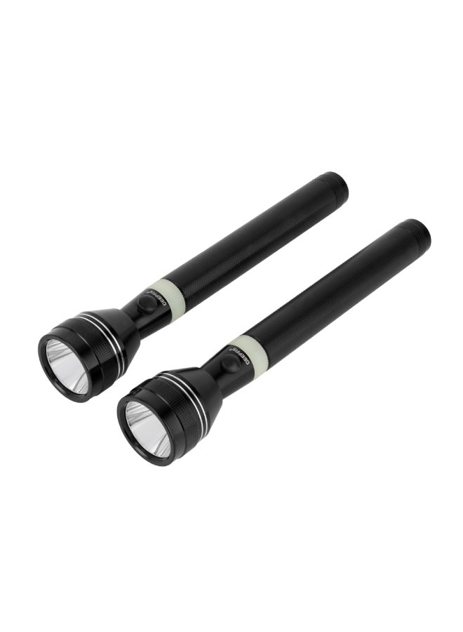 GEEPAS Rechargeable LED Flashlight, Pack of 2| Perfect for Indoor and Outdoor Use, 4 Hours Continuous Working| with Aircraft Aluminum Housing, Lithium Battery| Night Glow Rubber Ring, Resistant to Corrosion, Water and Shock| GFL4637N Black  - Image 3